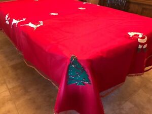 Awesome ebay christmas tablecloths Handmade Vintage Christmas Tablecloth Ebay