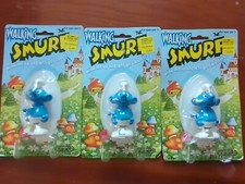 Vintage Walking Smurf Wind Up Toy Lot of 3 Galoob Peyo NRFB no. 4000 Bent Card 2
