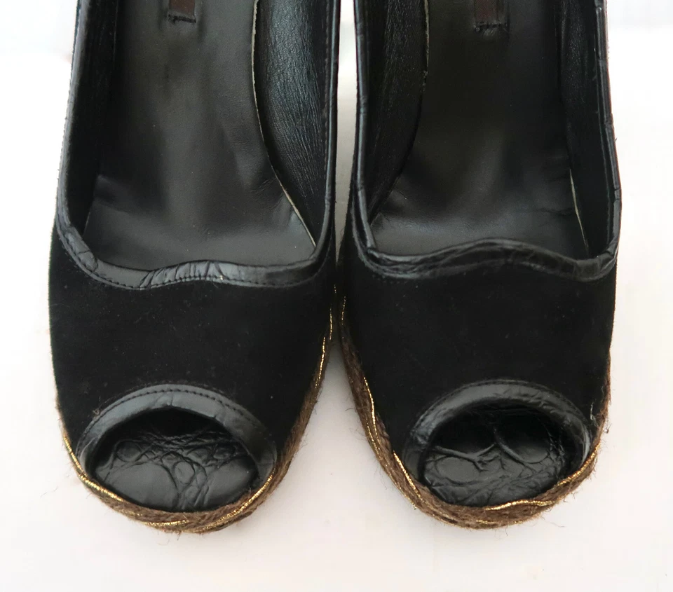 Zapatos de tacón de cuña de terciopelo y cocodrilo Hollywould Lexington talla 9 Foto 3 de 4