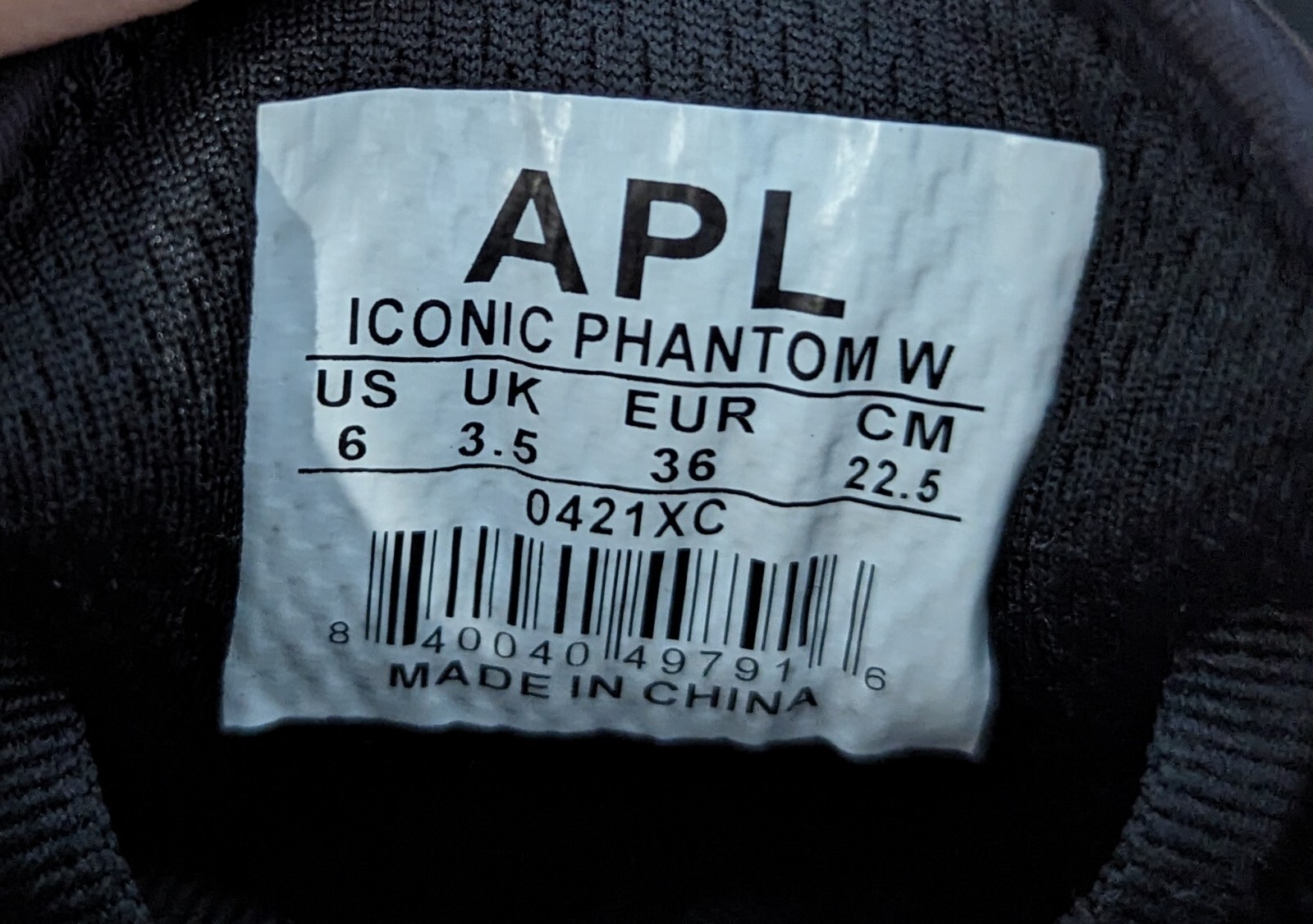 APL Women's Iconic Phantom Black / White / Cow Running Sneaker Shoes ...