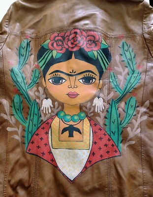 FRIDA KAHLO Art Print Leather Jacket Large & Soft Coat Boho Hippie