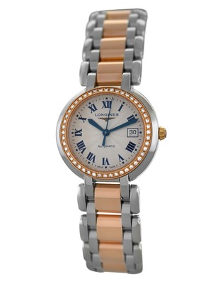 Longines PrimaLuna L8.113.5.79.6 Diamonds 18k Gold Steel 30MM Ladies Automatic