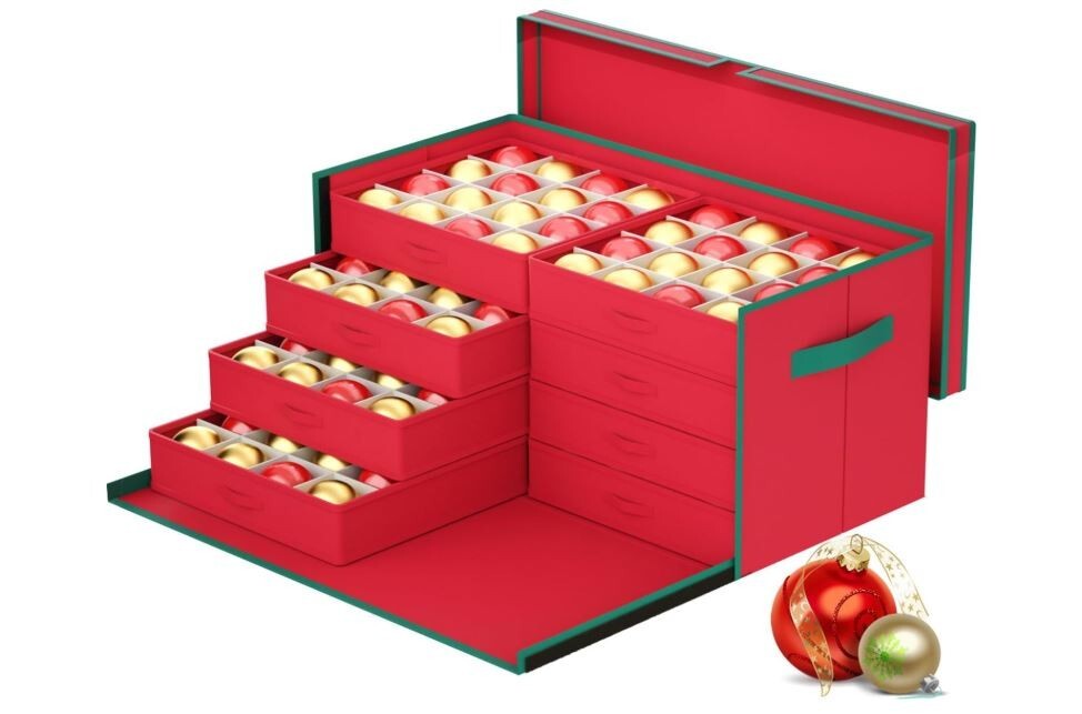 Christmas Ornament Storage Box with Dividers for 128 3-Inch Ornaments