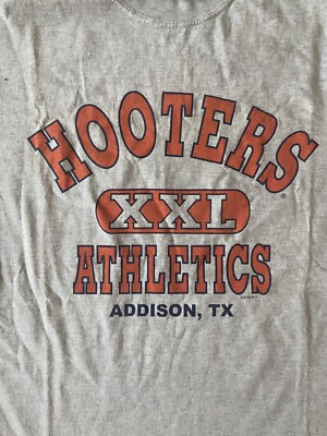 Vintage Hooters XXL Athletics T Shirt Heather Gray Mens Size Med