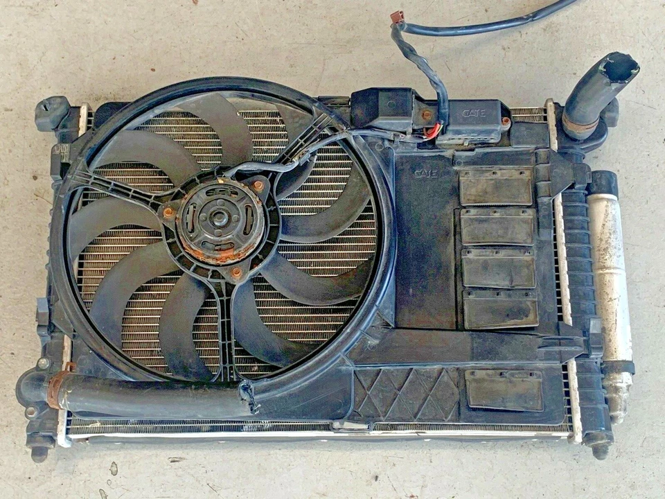 Mini Cooper 2002 2003 motor 1,6 L ventilador de refrigeración radiador condensador montaje OEM Foto 3 de 4