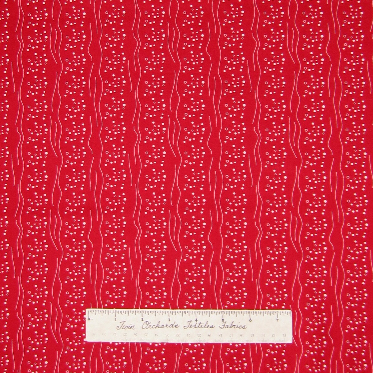 Calico Fabric - Red & White Dot Stripe - Cotton Sewing Quilting