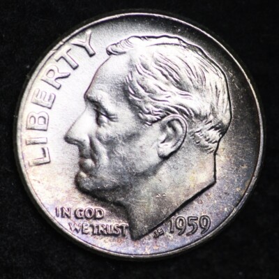1959 Roosevelt Dime CHOICE BU TONED FREE SHIPPING E253 AM