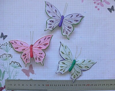 BUTTERFLIES Feathered & Pearl Bead trim with Clip 110 x 70mm 3 Colour Choice LFH