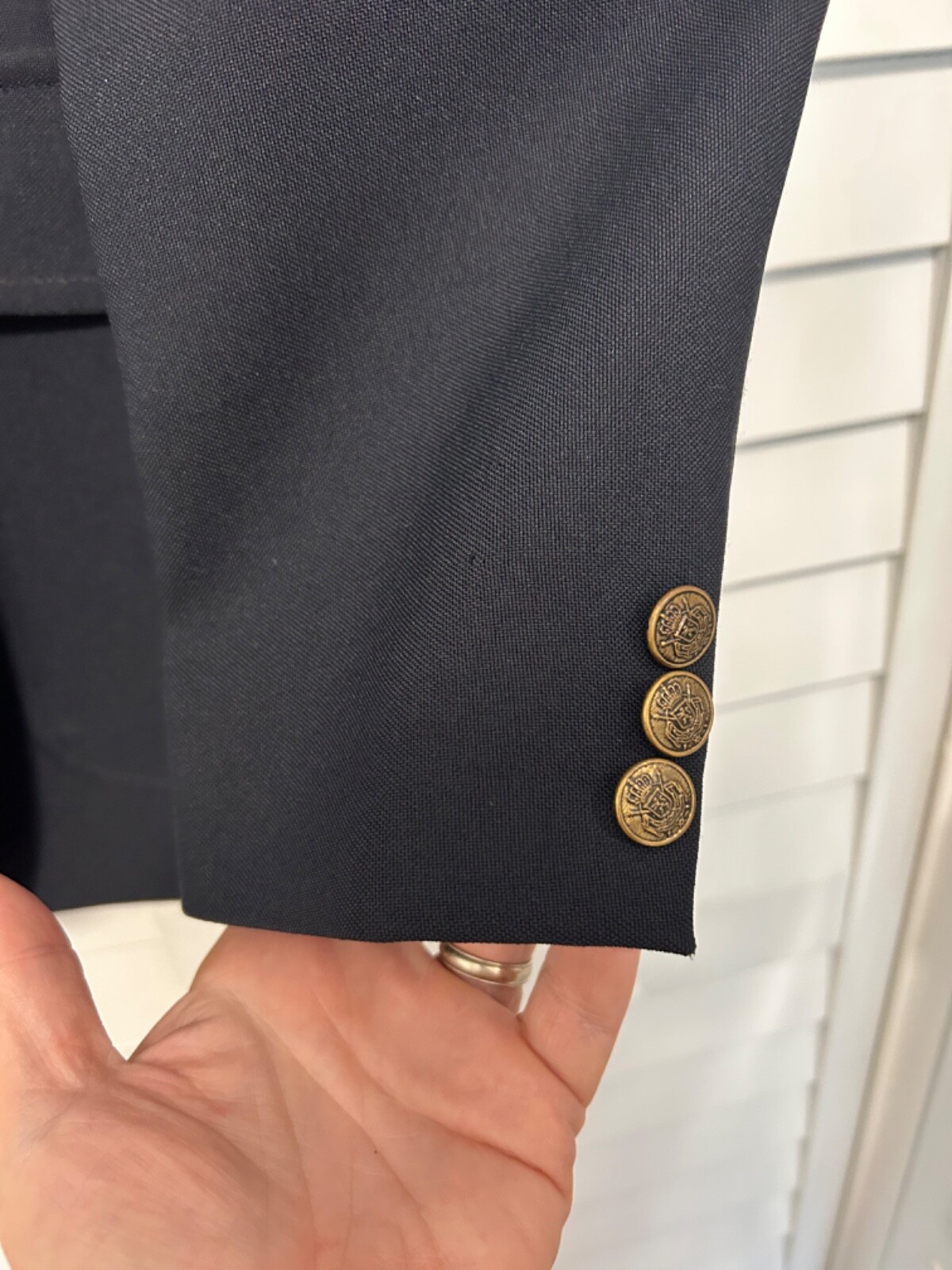 Hagar blue machine washable polyester hopsack bla… - image 2