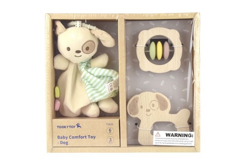Baby Comfort Toy Wooden Gift Set - Rattle + Teether + Blankie | Tooky Toy - Picture 2 of 4