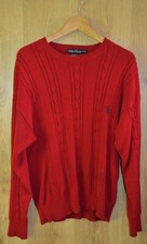 Nautica Jumper Red Knitted Pullover Knit Sweater Embroidered Logo - Medium M