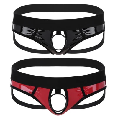 MARKENLOS DE Herren Wetlook Bikini Briefs Männer Leder Dessous Gay Tanga Panties Jockstrap