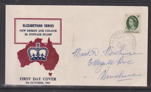 Australia "Parade" 1963  - 5d Queen (Green) FDC Clarence St to Vaucluse