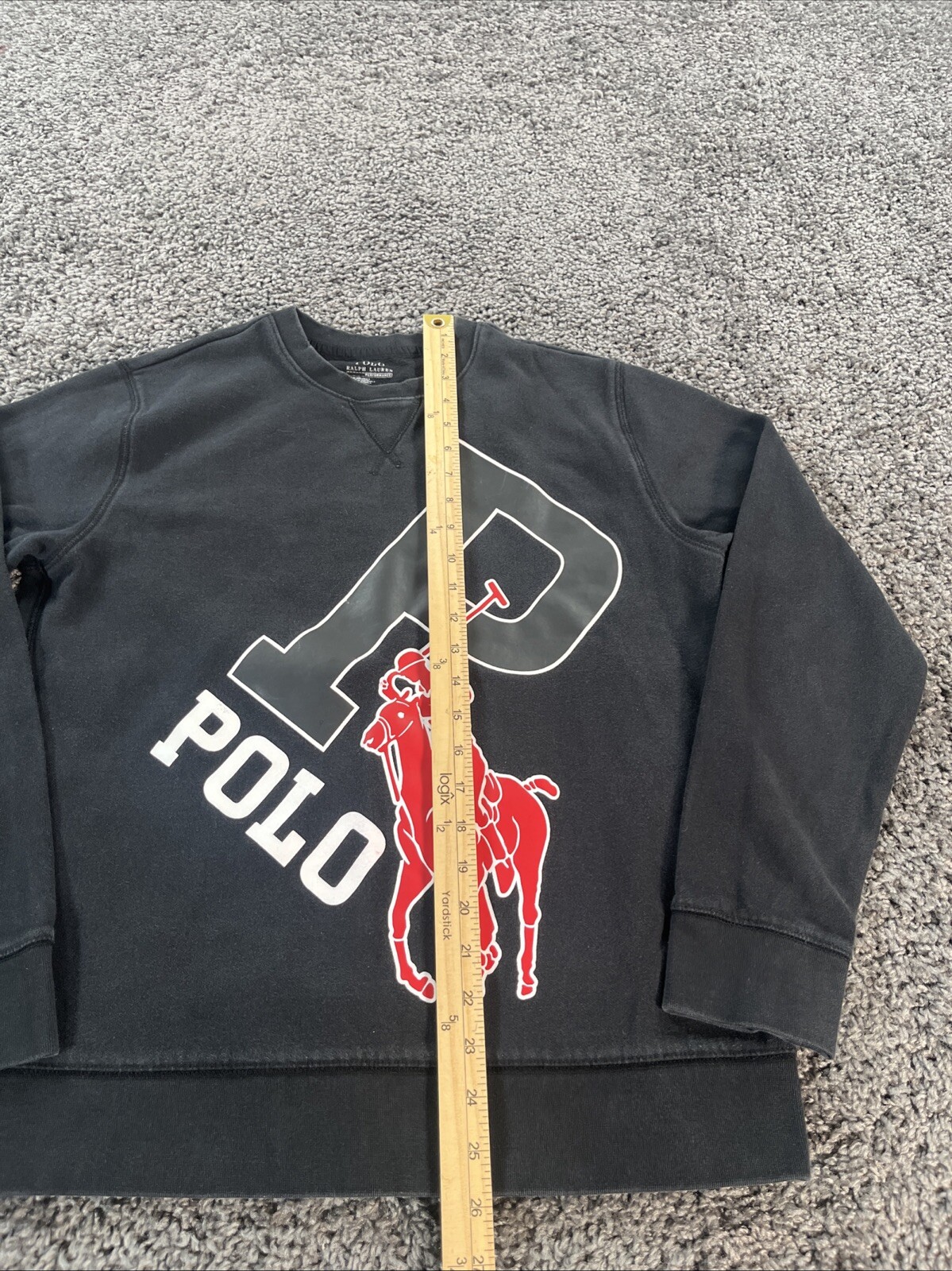 Polo Ralph Lauren Felpa Uomo S Nera Grande Logo Pony Spell Out Performance