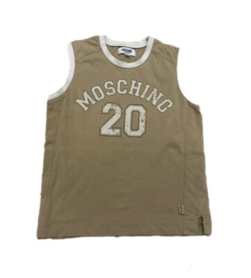 MOSCHINO children's beige logo print tank top size 4 years cotton
