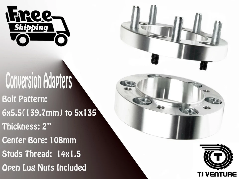 4PCS 6X5.5 TO 5X135 CONVERSION ADAPTERS 2" THICK LUG 6 TO 5 [FITS: CHEVORLET] - Image 3 of 4