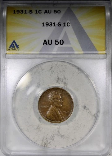 1931-S Lincoln Cent ANACS AU50 KEY DATE 1C Circulated Coin