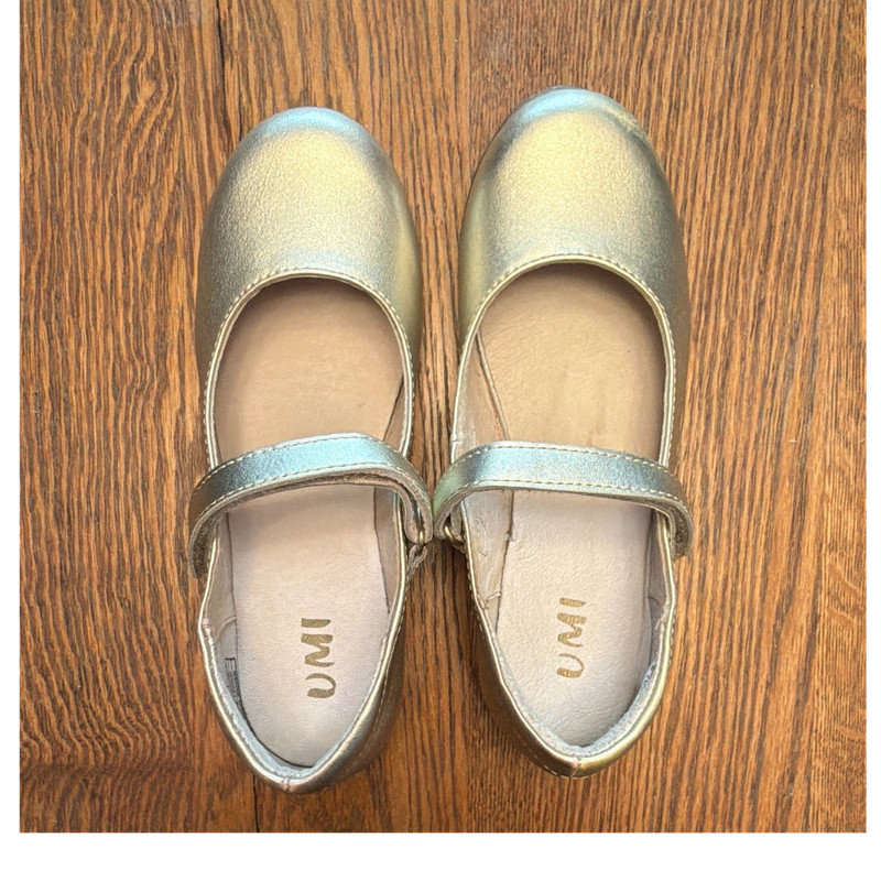UMI Girls Silver Metallic Mary Jane Flats Hook & Loop Round Toe EU 31 US 13