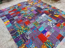 Dessus de lit Patchwork Tribal Kantha Coton Fait main King India Couvre-lit J