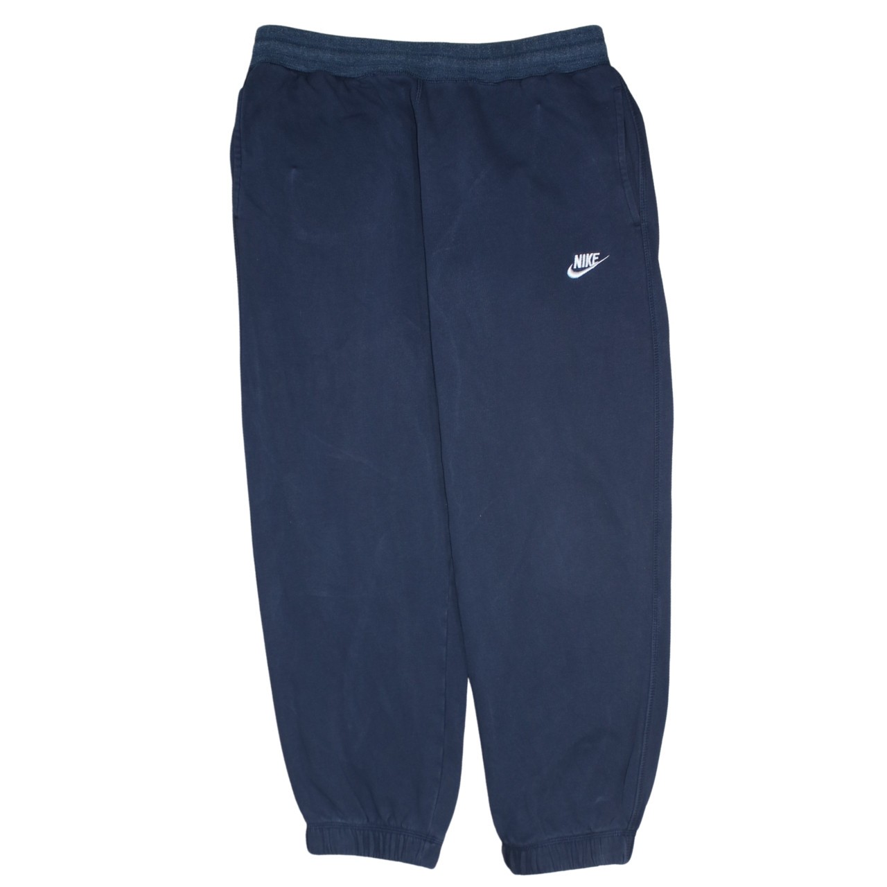 Nike Mens Joggers Navy Blue Nylon Embroidered Swoosh Elastic Cuffed Pants M