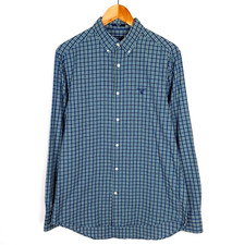 GANT Tech Prep Regular Men's Shirt Size M Blue Button Down Collar Check Pattern