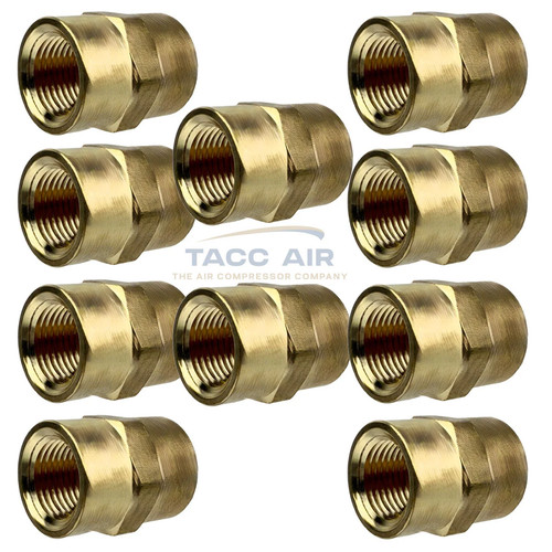 10 Pack 3/8" x 3/8" Female NPT Hex Coupling Pipe Fitting Brass Union Coupler