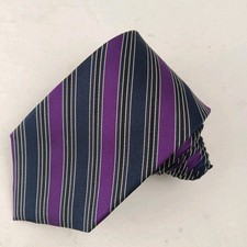 Lauren Ralph Lauren Purple Blue Regimental Stripe Silk Tie Skinny 58" X 3"