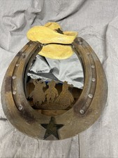 Horseshoe Cowboys/cowgirl Mirror With Cowboy Hat
