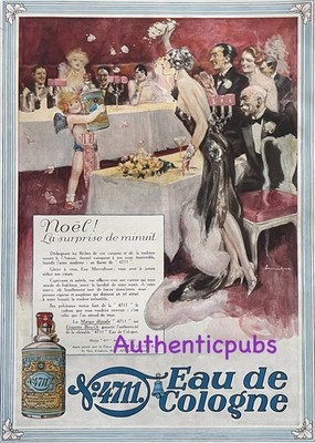 ADVERTISEMENT 4711 EAU DE COLOGNE CHRISTMAS SURPRISE MIDNIGHT 1928 AD PUB RARE ART DECO