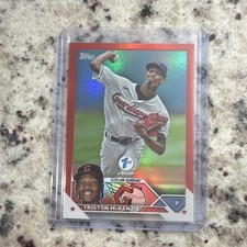 Topps 2023 Series 1 1st Edition Triston McKenzie #65 Red Foil 01/50 Guardians