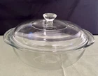 VTG. PYREX Clear Glass Round Casserole Dish With Lid  1.5 Qt #023