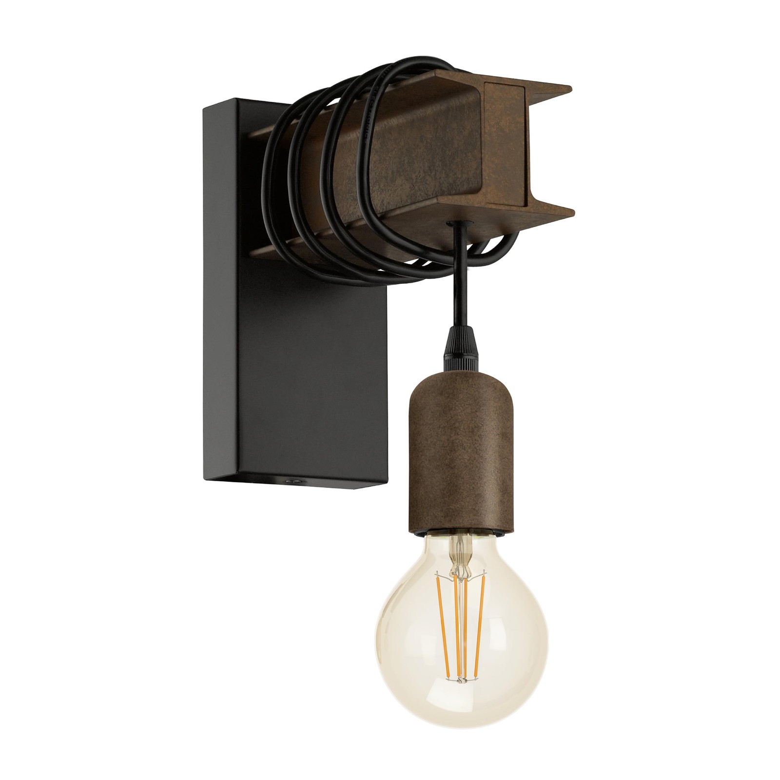 Eglo Townshend 4 Industrial Design wall lamp 8 x 19 cm, Black and Brown - Image 2
