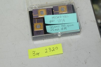 Motorola MCM2716L Gold Plated Ceramic Eproms IC Chip Lot of 3 Used 1978 RARE