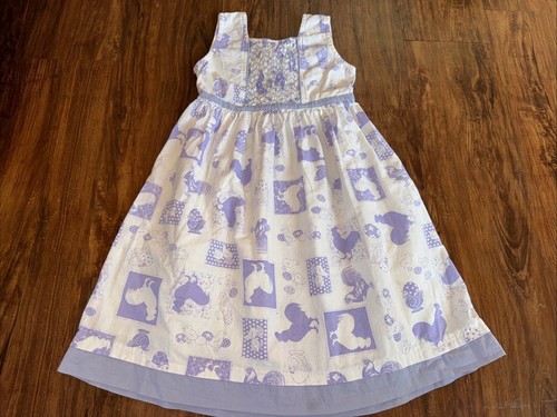Cornelloki April Cornell 5-6 Girls Easter Farm Chick Maxi Dress Lavender Smocked - Picture 3 of 15