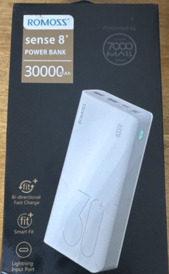 ROMOSS Sense 8+ PHP30 Pro 30000mAh 4-Port Fast Charge Power Bank White USB-C