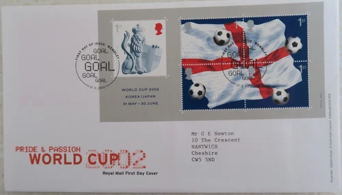 2002 ROYAL MAIL FIRST DAY COVER - FOOTBALL WORLD CUP KOREA/JAPAN SHEET - WEMBLEY