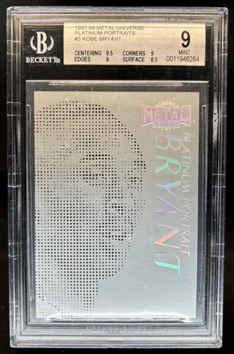 1997-98 Skybox Metal Universe Kobe Bryant Platinum Portraits #3 PP Lakers BGS 9