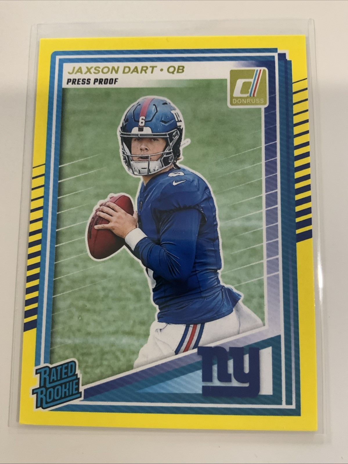 2025 Panini Donruss - Rated Rookie Jaxson Dart #400 Press Proof Yellow (RC)