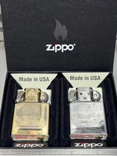 2 PCS ZIPPO BRASS & CHROME INSERTS ONLY WITH BOX