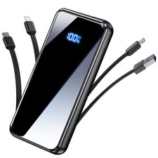Portable Charger,50000mAh Power Bank Built-in Cable, 22.5W PD 50000mAh, Black