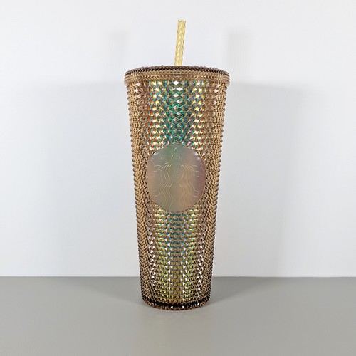 Starbucks Disneyland Resort Venti Gold Studded Tumbler w/ Straw | New in Box - Afbeelding 4 van 13