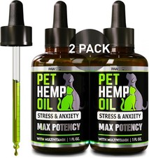  2 Pack Hemp Oil for Dogs and Cats - Helps Pets with Anxiety, 2 pack,