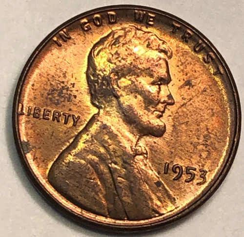 1953 Lincoln Wheat Cent AU Album Toned Color Original Toner Starter Collection