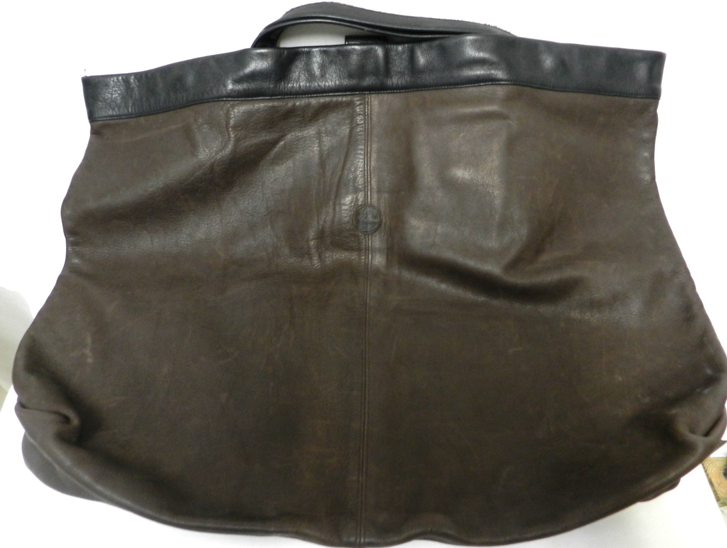 Leather Vintage Extra Large Patchwork shoulder ba… - image 9