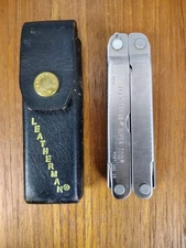 Vintage Leatherman Multi-Super Tool Pocket Knife w Leather Case Pat Pend Excell.