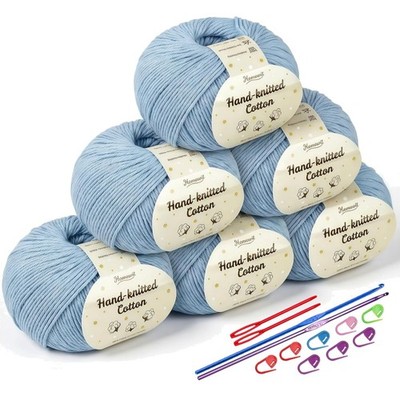 Baumwollgarn Wolle Häkeln Strickgarn Baumwolle Pastellblau Handstrickgarn