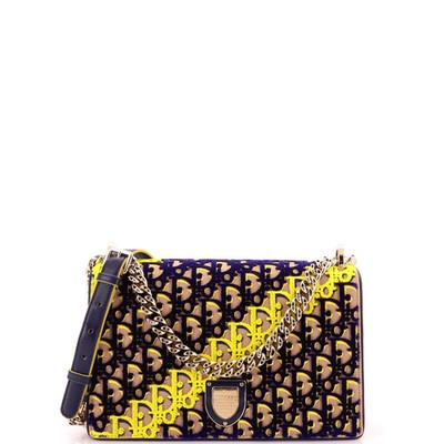 Christian Dior Diorama Flap Bag Oblique Velvet and Canvas Medium