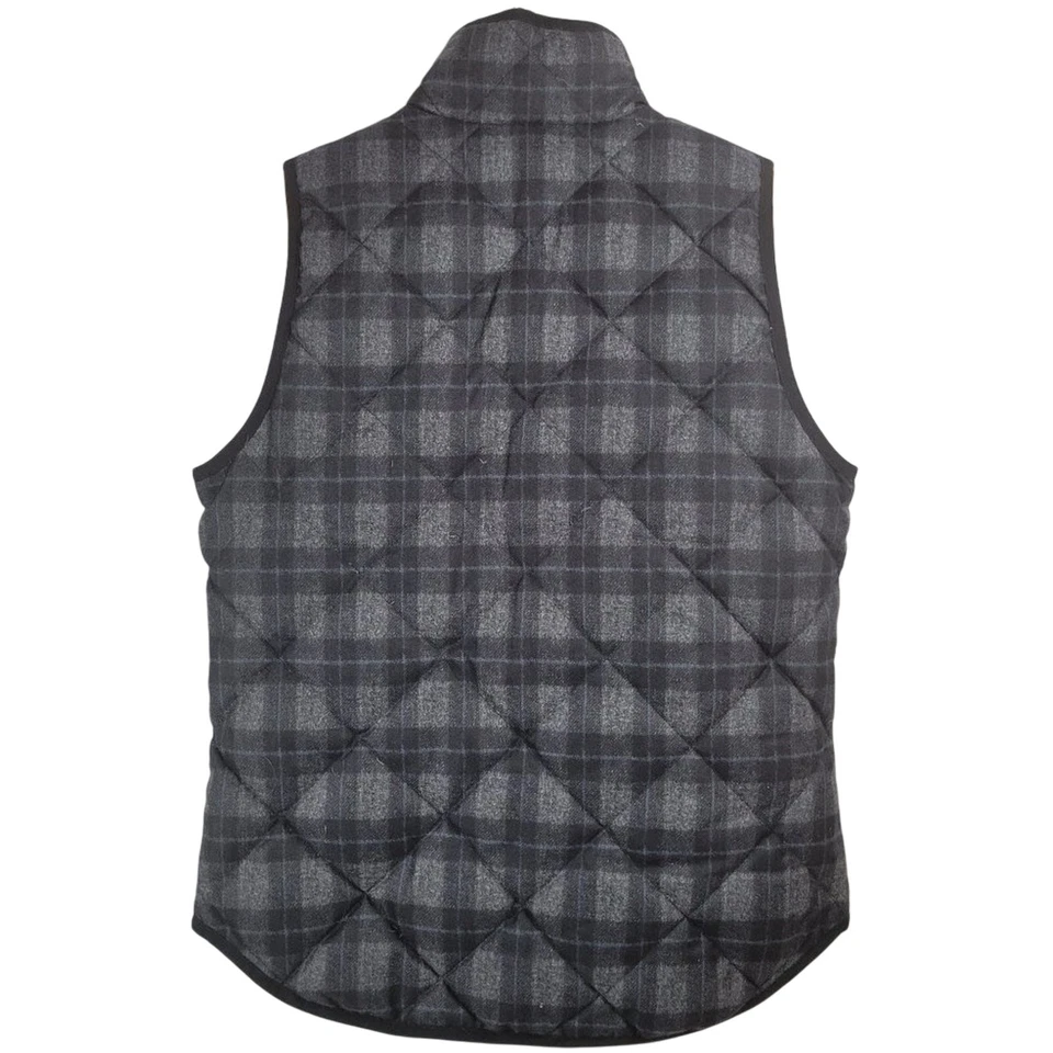 J. Crew Factory Plaid Puffer Vest Gray Black Quilted Sleeveless Jacket Layer Top - Image 3 of 4