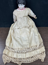 Antique German Black Haired China Head Doll, 23" tall