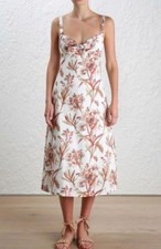 Zimmermann Oleander Knotted Linen Floral Dress